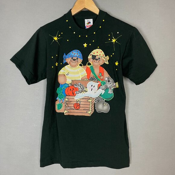 Vintage Halloween T-Shirt Daisy Kingdom Applique Bears Cats Ghost DIY Small Top - Picture 1 of 14